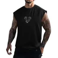 Camiseta Regata Oversized Masculina Flor Florida Machão Algodão Academia Adulto Preta Treino