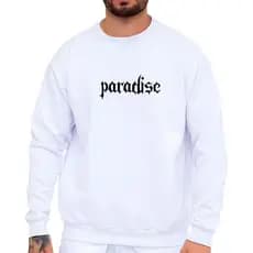 Moletom Blusa de Frio Careca 100% Algodão Estampa 'Paradise'