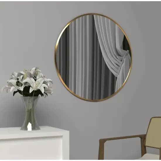 Espelho Redondo Moldura Metal Grande Quarto Banheiro Salão DOURADO PRETO PRATA