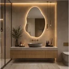 Espelho Orgânico Rubi Decorativo 55x75 Com ou Sem LED Lapidado Parede Hall Lavabo Retrô