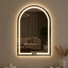 Espelho Oval LED 80x50 Jateado Touch Luz Fria e Quente Banheiro Penteadeira Decorativo