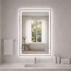 Espelho Retangular Grande LED de Banheiro 80x60cm Touch Parede Fácil Instalação Lavabo Penteadeira