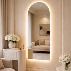 Espelho Oval MADRI 50x120 Com LED Quente Frio ou Sem LED Lapidado Decorativo para Banheiro e Sala