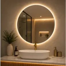Espelho LED Redondo 60cm Lapidado Decorativo Parede Banheiro Quarto Sala