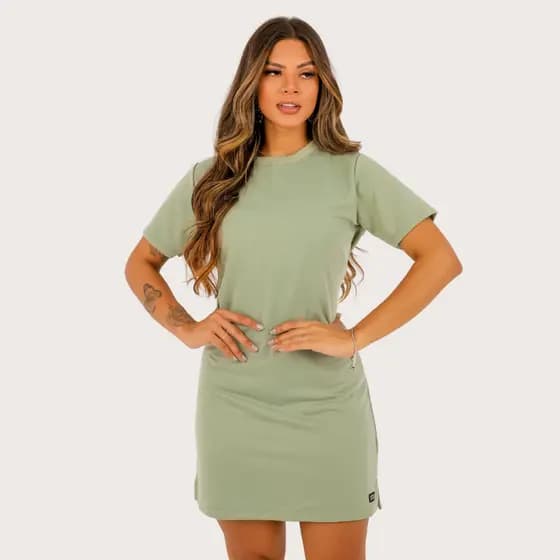 Vestido Curto Feminino Moletinho Manga Curta Verão Dona Onda