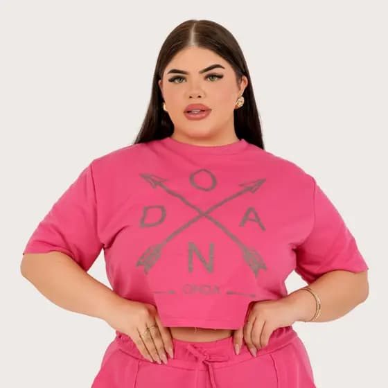 Blusa Feminina Manga Curta Estampada Casual Moda Plus Size