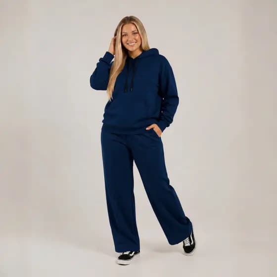 Conjunto Moletom Plus Size Calça Wide Leg E Canguru C/ Capuz