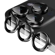 Película Lente PRETA iPhone – Alumínio + Vidro – Kit 1 / Kit 2 / Kit 3 / Kit 5 – 11 ao 16 Pro/Max