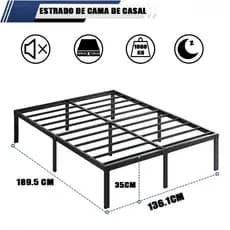 Capacidade 1000KG Estrado De Metal Para Cama De Casal Cama de Solteiro, Fácil De Instalar e Dobrável Com Suport O17