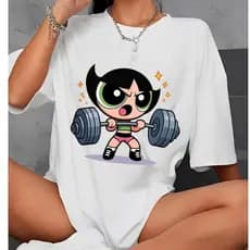 Camisa Camiseta Feminina Blusa Academia Treino Menina Super Poderosa Barra Lançamento 100% algodão