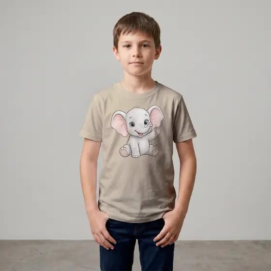 Camiseta Unissex Infantil Estampada Elefante Fofo 100% Algodão