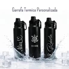 Garrafa Térmica Água 800ml Personalizada com Gravação a Laser – Quente e Frio – Nome, Time ou Logo