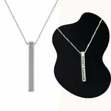 Colar Masculino Barra Personalizado em Prata 925 Nome ou Palavra Barrinha com Corrente 60cm ou 70cm