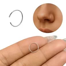 Piercing Nostril Argola Lisa Prata 925 Unissex 8mm Abertura Torção