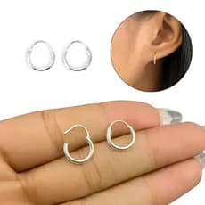 Argola Lisa 0.8mm Prata 925 Unissex Modelo Encaixe Brinco Delicado para Uso Diário