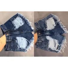 Short Jeans Feminino Cintura Alta Barra Virada Mom Curto Sem Lycra Blogueira
