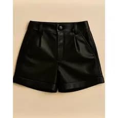 Short Feminino de Couro Fake Courino Cintura Alta