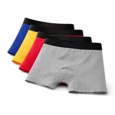 Kit 5 Cuecas Boxer Masculinas Algodão com Elastano Lisa Premium Confortável Atacado