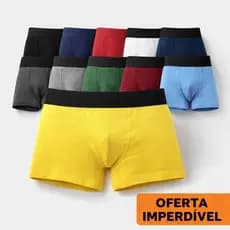 Cueca Boxer Masculina Kit 5 Algodão Premium Conforto Adulto Básica Uso Diário