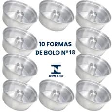 Forma de Bolo Caseiro 18cm – Alumínio Polido, Furo Central e Alta Resistência