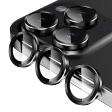 Kit Película Lente De Câmera Compatível Com iphone 11 12 13 14 15 16 Pro Max Liso Preto