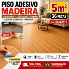 Piso Adesivo Madeira Autocolante 10m²/ 72 Peças Lavável Antiderrapante