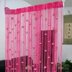 Cortina De Porta , Corda De Flor Rosa Divisor De Quarto Brilhante , Cor Sólida 1 * 2M Janela Com Borla