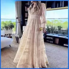 Verão Outono Férias Manga Longa Midi Bordado Branco Vestido De Baile Feminino Retalhos Renda Uma Linha Oco Para Fora Ves