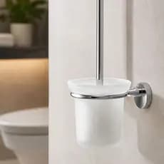 Escova Sanitária Vidro Inox Limpeza Vaso Com Suporte Higiênica Premium ENVIO IMEDIATO