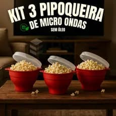 Pipoqueira de Silicone para Micro-ondas Sem Óleo com Tampa Retrátil BPA Free Grande para Pipoca
