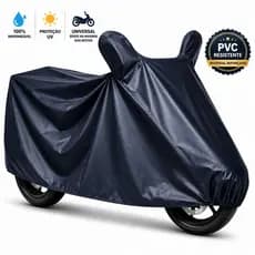 Capa Para Cobrir Moto Impermeável PVC Azul Marinho-Preta 1,55x1,50m