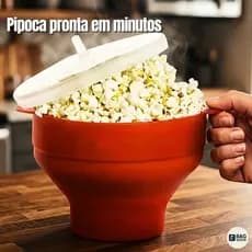 Pipoqueira de Silicone para Micro-ondas com Tampa Retrátil | Bowl Portátil Grande Dobrável