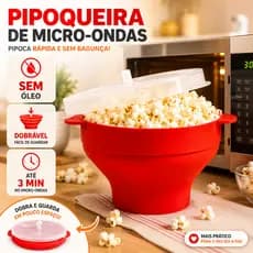 Pipoqueira de Silicone para Micro-ondas com Tampa Retrátil | Bowl Portátil Grande Dobrável