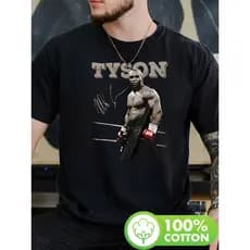 Camiseta Masculina Estampa Tyson com assinatura e luvas atléticas moderna estilosa premium academia