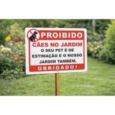 Placa Proibido Cães no Jardim Placa de PVC - Proibido cachorros no jardim