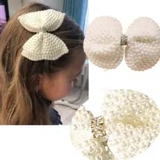 6 Clipes De Cabelo Pérola Barrette Laço Acessórios De Cabelo Para Crianças Menina ENVIO IMEDIATO