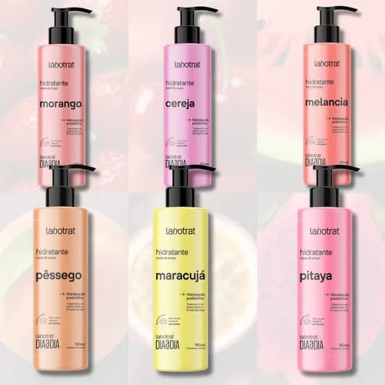 Hidratante corpo e rosto com colageno creme feminino perfume frutas morango cereja melancia pitaya