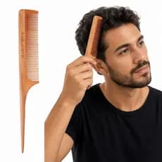 Pente Madeira Fino Controle Frizz Desembaraço Suave Alta Precisão Todos Tipos Cabelo