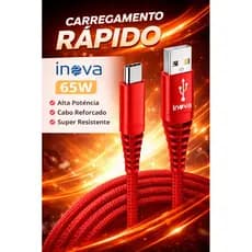 Cabo Carregador Turbo 3.4a Reforçado 2 Metros USB Tipo C - para Samsung; Xiaomi; Realme - INOVA