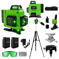 War Shark Nível Laser 16 Linhas Profissional  Verde Nível 360° Auto-Nivelante 4D + Tripé 1.2m + 40m + 4000mAh Baterias*2
