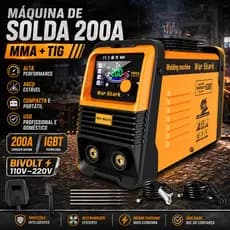 Máquina de Solda Inversora IGBT Portátil MMA+TIG 200A 110V-220V Portátil Profissional WAR SHARK