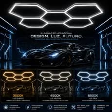 3 em1  ajustes de cor Luminária Garagem Led Colmeia 5 Células Pendente Hexagonal 168W 20160LM 110v-220v