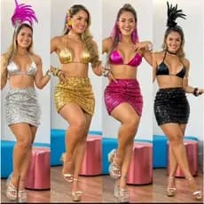 Saia Feminina Paete Tubinho Colada Brilhante Moda Festas Carnaval