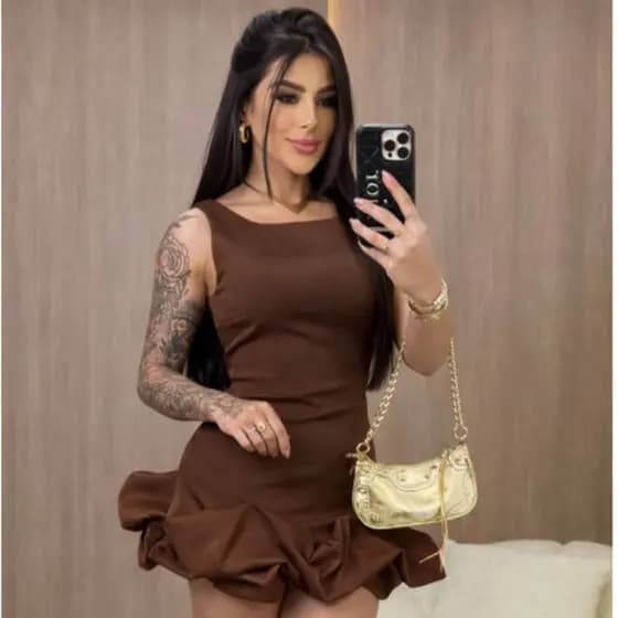 Vestido Virginha Com Babado Volumoso Nova Tendência