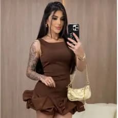 Vestido Virginha Com Babado Volumoso Nova Tendência