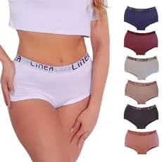 Kit Calcinhas Boxer Feminina Em Algodão Elástico Reforçado Línea Confortável Modeladora 010