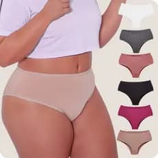 Kit Calcinhas Feminina Tangão Plus Size Cintura Alta Confortável Algodão Premium 084