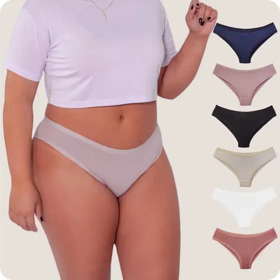 Kit Calcinha Feminina Tangão Elástico Em Algodão Cintura Alta Reforçada 066