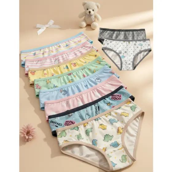 Kit 10 Calcinhas Infantil Menina Cotton Miss Del 100% Respirável com Forro