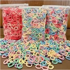 De 100-300pcs Faixas De Cabelo Para Crianças Em Nylon Colorido Scrunchie Hair Ties Rubber Band Kids Elástica Acessórios